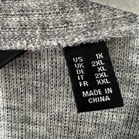 Dennis by Dennis Basso Ribbed Longline Gray Cardigan  1X Minimalistic Neutral - Picture 4 of 13